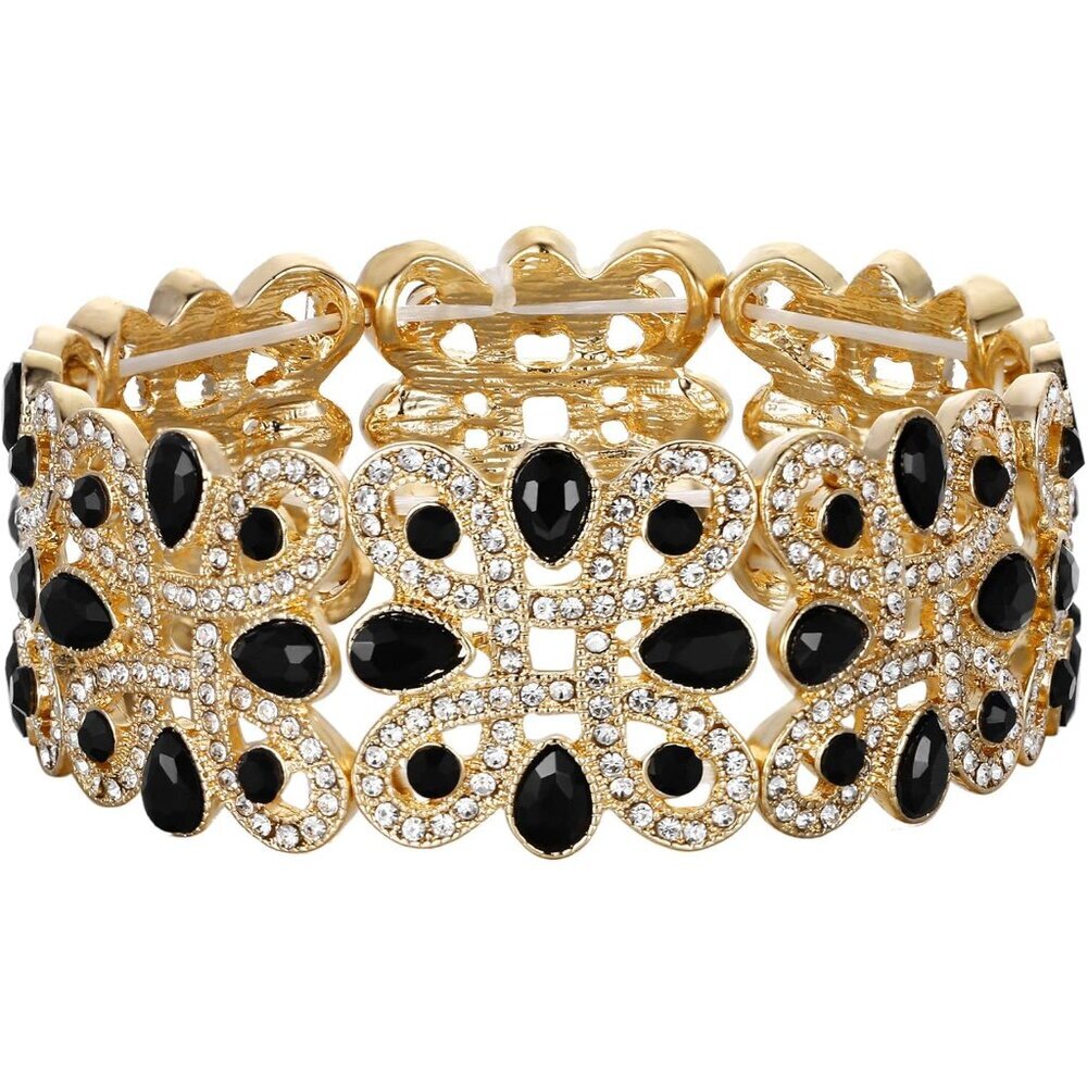 Women's Elegant Crystal Stretch Bracelet - Tear Drop Design for Stunning Looks